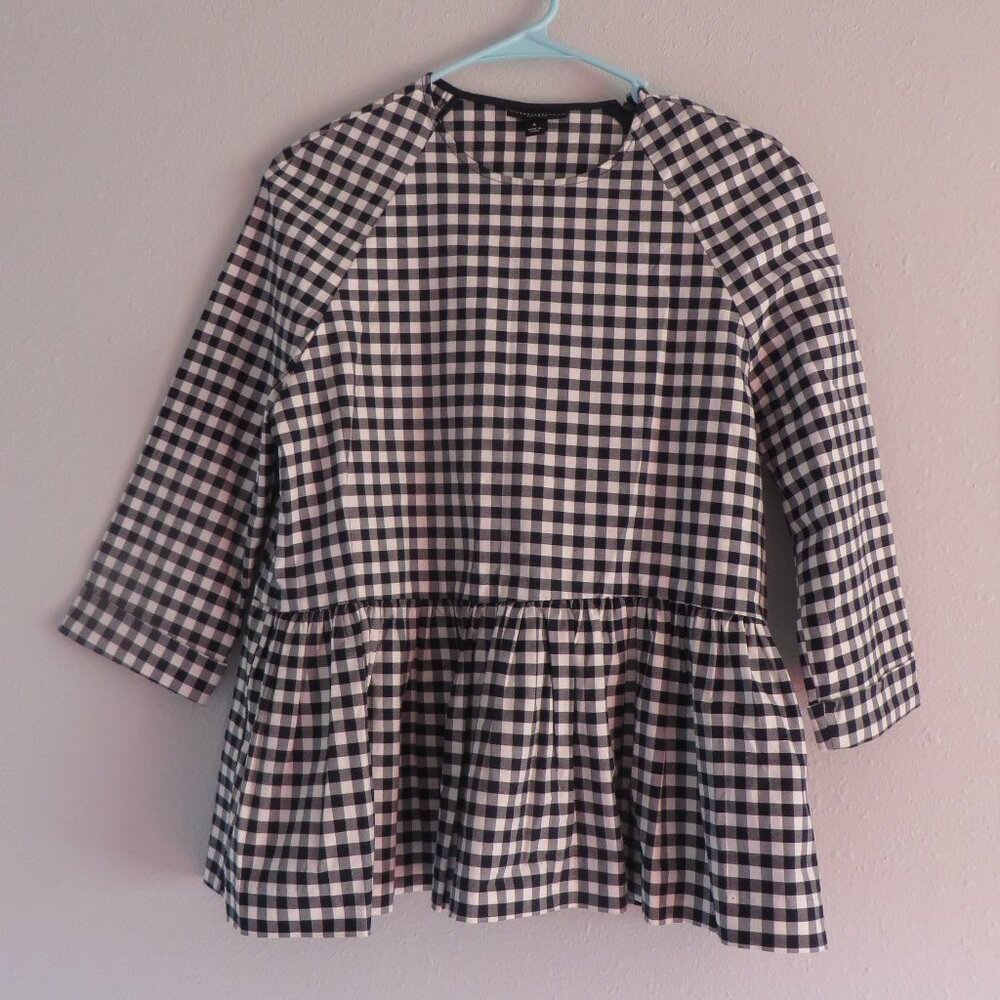 Victoria Beckham for Target Womens Blouse Size S White/Black Checkered/Gingham